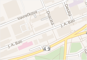 J. A. Bati v obci Zlín - mapa ulice