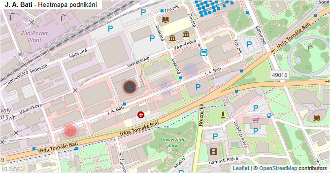 J. A. Bati - mapa podnikání