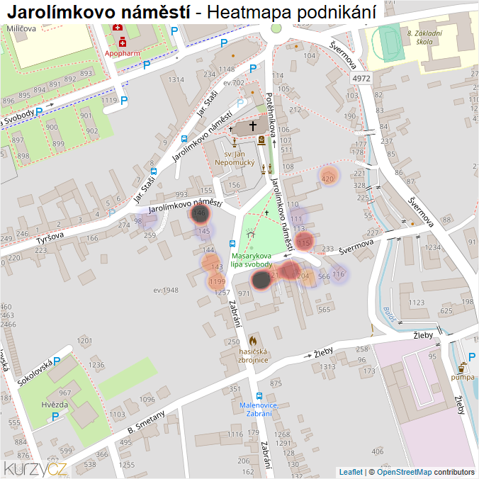 Mapa Jarolímkovo náměstí - Firmy v ulici.