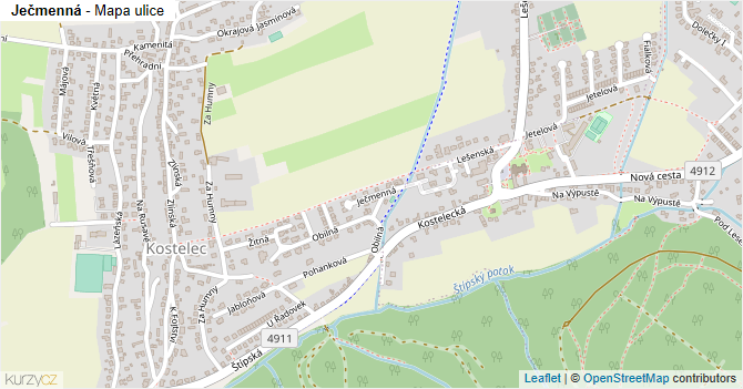Ječmenná - mapa ulice