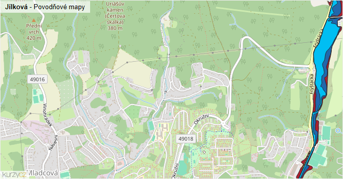 Jílková - záplavové mapy stoleté vody