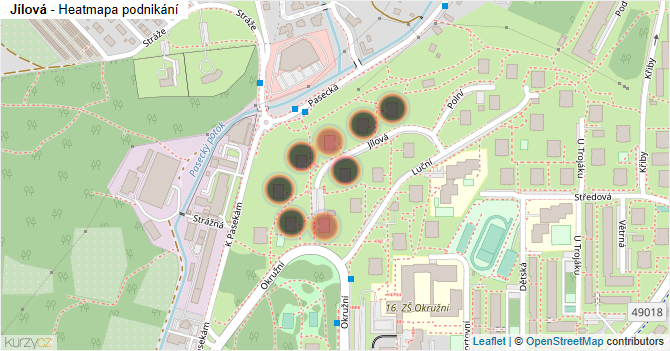 Jílová - mapa podnikání