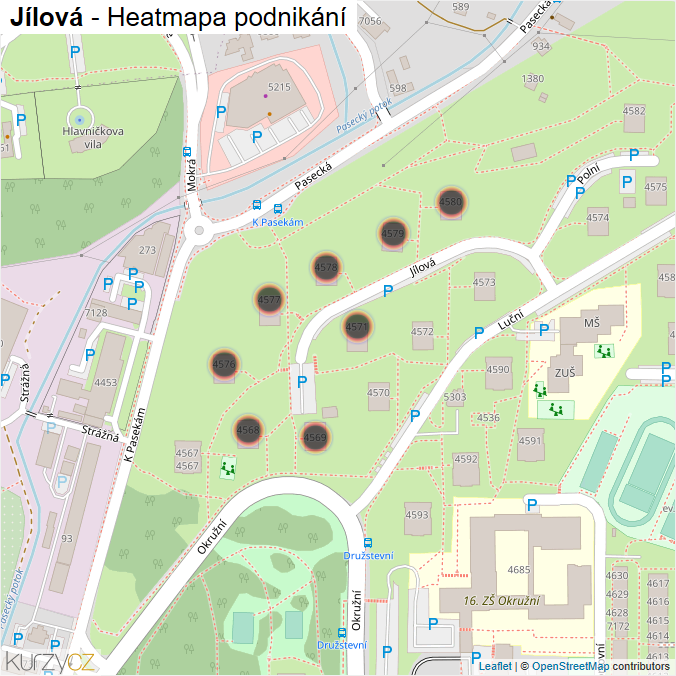 Mapa Jílová - Firmy v ulici.