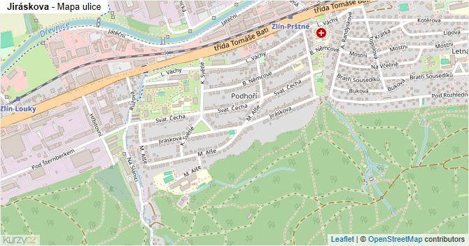 Jiráskova - mapa ulice