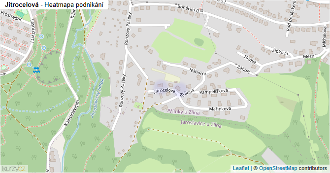 Jitrocelová - mapa podnikání