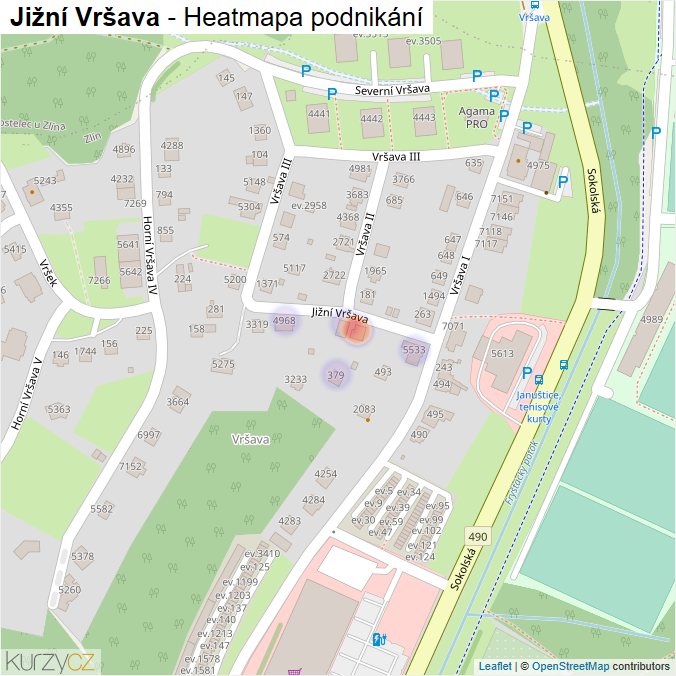 Mapa Jižní Vršava - Firmy v ulici.