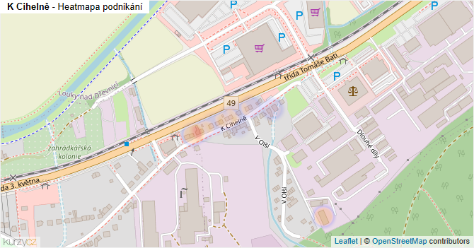 K Cihelně - mapa podnikání