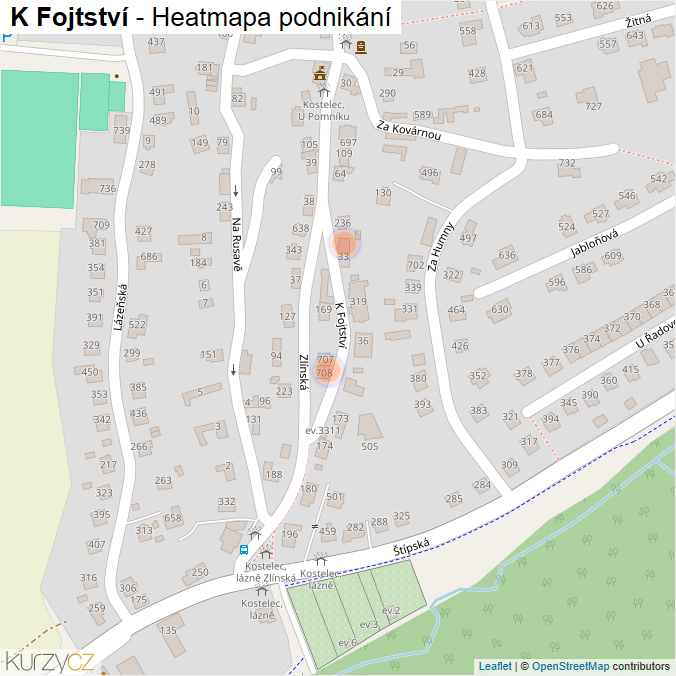 Mapa K Fojtství - Firmy v ulici.