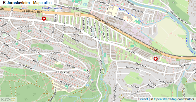 K Jaroslavicím - mapa ulice