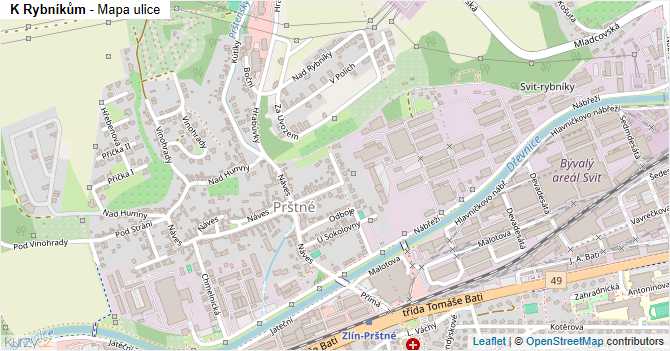 K Rybníkům - mapa ulice