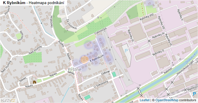 K Rybníkům - mapa podnikání