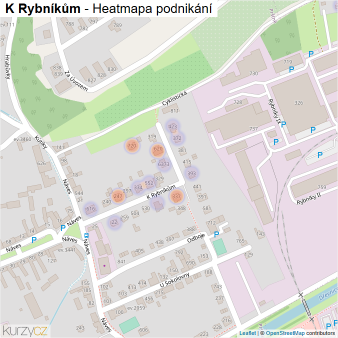 Mapa K Rybníkům - Firmy v ulici.