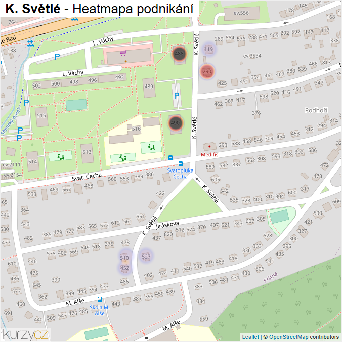 Mapa K. Světlé - Firmy v ulici.