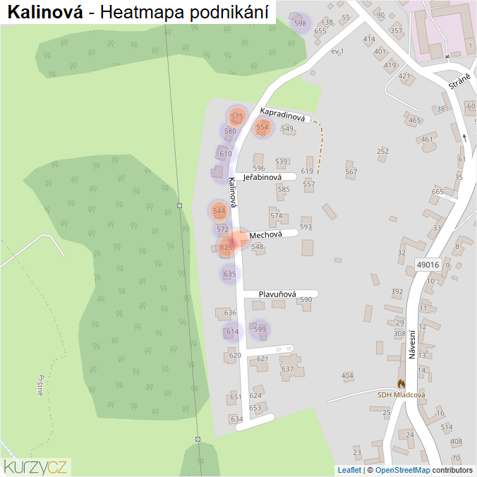 Mapa Kalinová - Firmy v ulici.