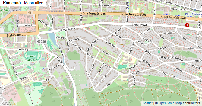 Kamenná - mapa ulice