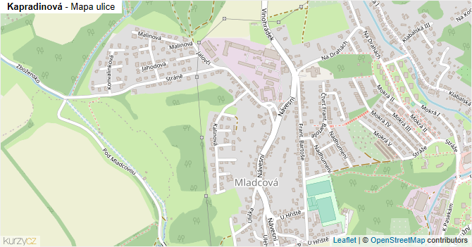 Kapradinová - mapa ulice