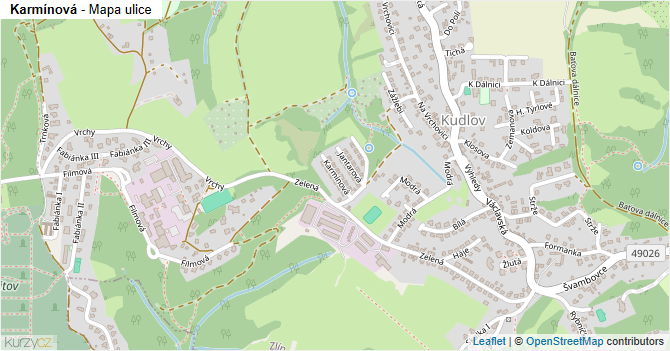Karmínová - mapa ulice
