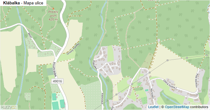 Klábalka - mapa ulice
