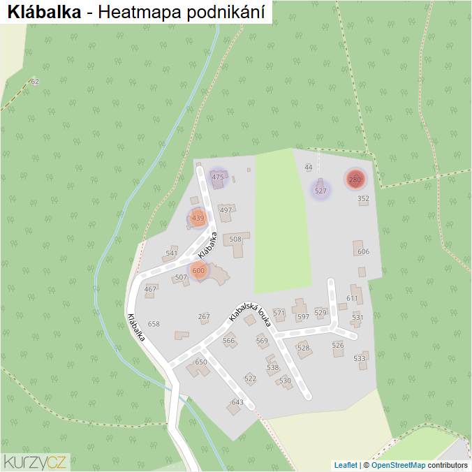 Mapa Klábalka - Firmy v ulici.
