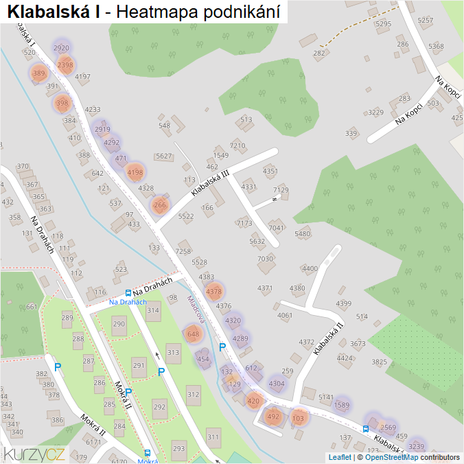 Mapa Klabalská I - Firmy v ulici.