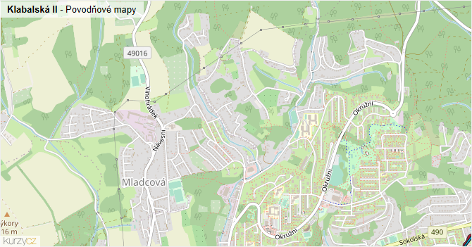 Klabalská II - záplavové mapy stoleté vody