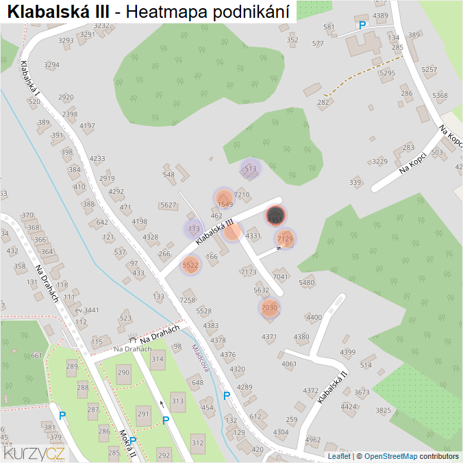 Mapa Klabalská III - Firmy v ulici.