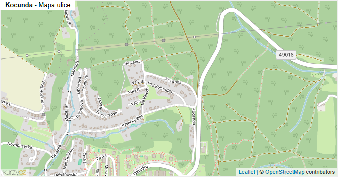 Kocanda - mapa ulice
