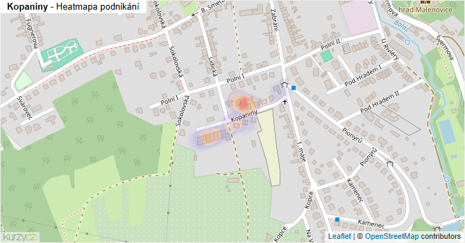 Kopaniny - mapa podnikání