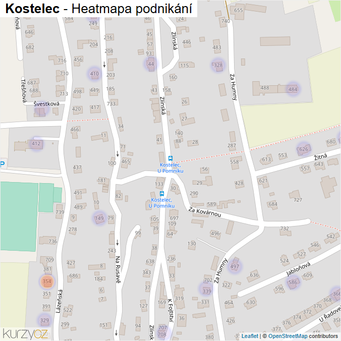 Mapa Kostelec - Firmy v části obce.