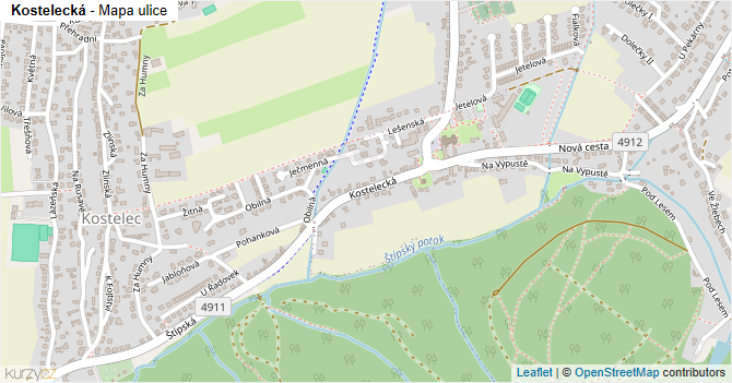 Kostelecká - mapa ulice