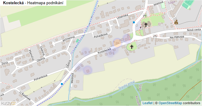Kostelecká - mapa podnikání