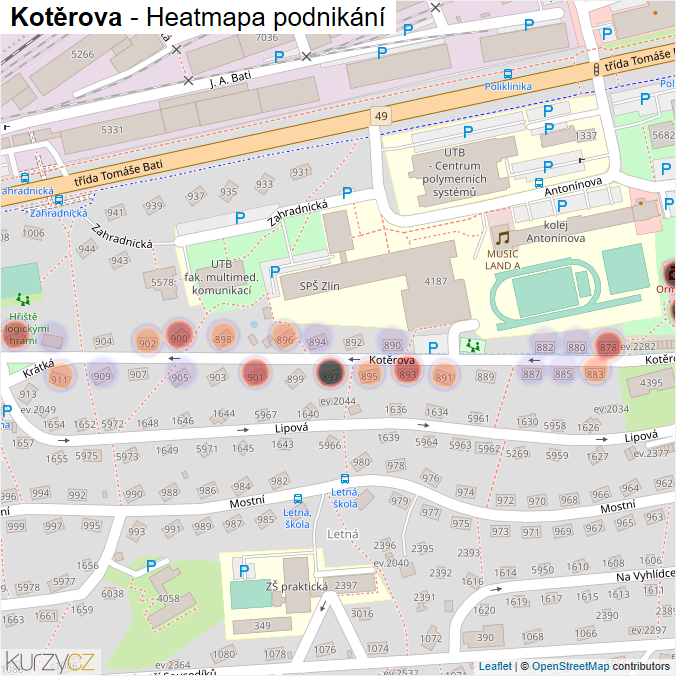 Mapa Kotěrova - Firmy v ulici.