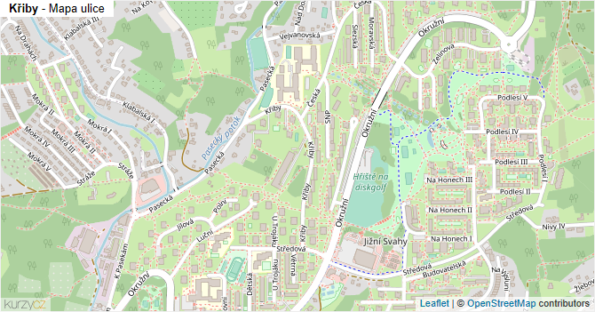 Křiby - mapa ulice