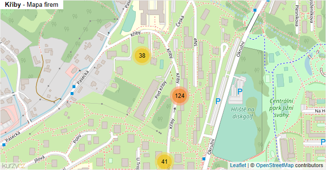 Křiby - mapa firem