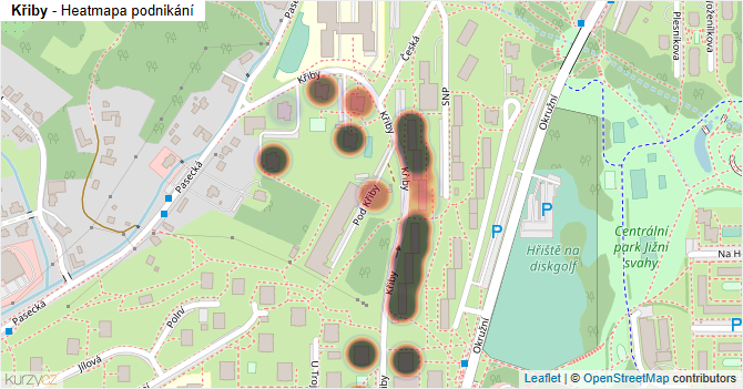 Křiby - mapa podnikání
