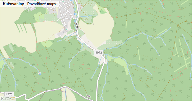 Kučovaniny - záplavové mapy stoleté vody