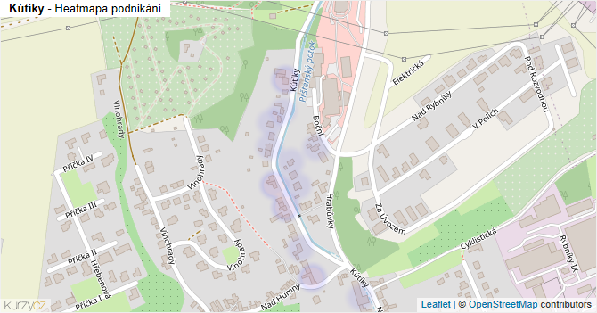Kútíky - mapa podnikání