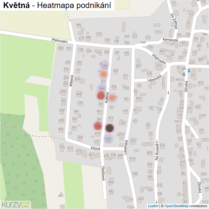 Mapa Květná - Firmy v ulici.