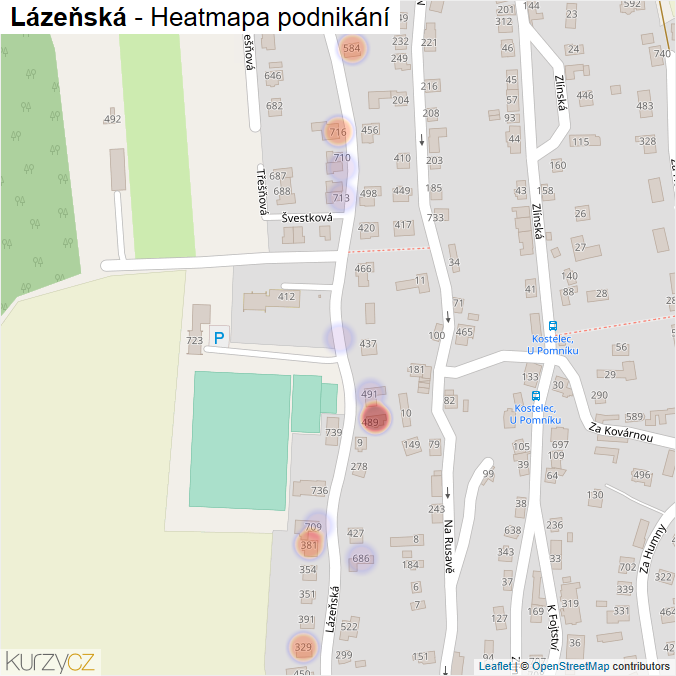 Mapa Lázeňská - Firmy v ulici.