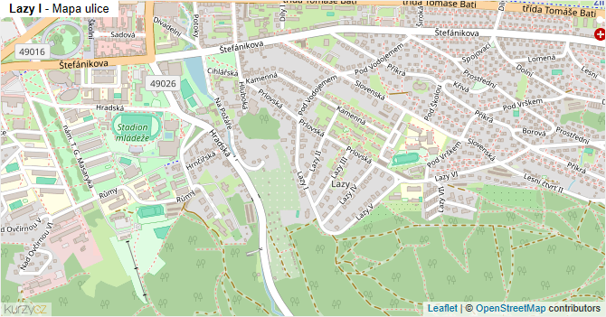 Lazy I - mapa ulice