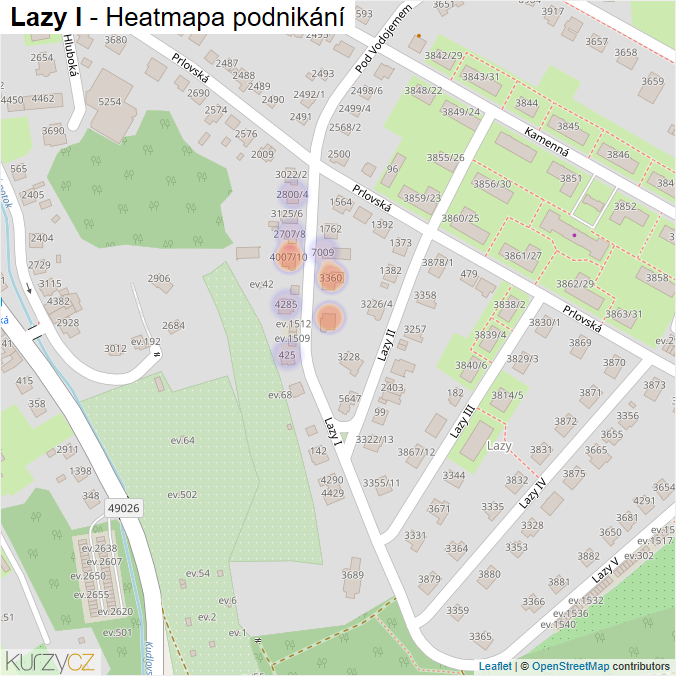 Mapa Lazy I - Firmy v ulici.