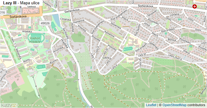 Lazy III - mapa ulice