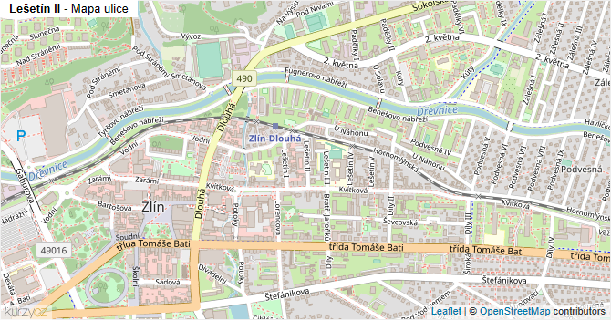 Lešetín II - mapa ulice