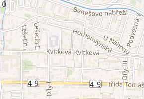 Lešetín V v obci Zlín - mapa ulice