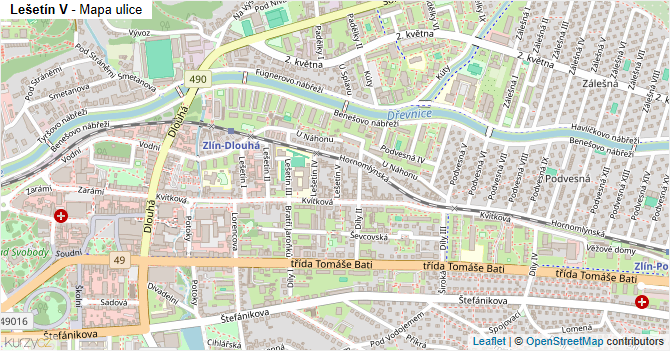Lešetín V - mapa ulice