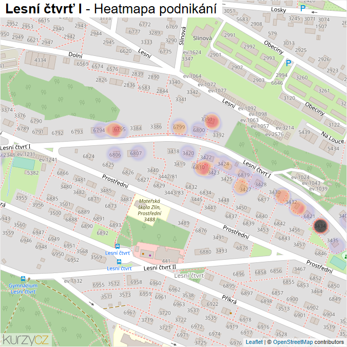 Mapa Lesní čtvrť I - Firmy v ulici.