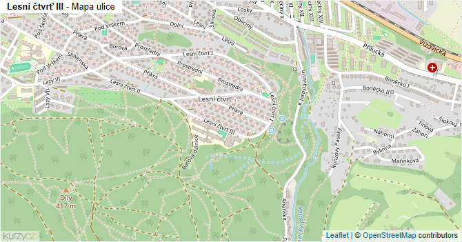 Lesní čtvrť III - mapa ulice