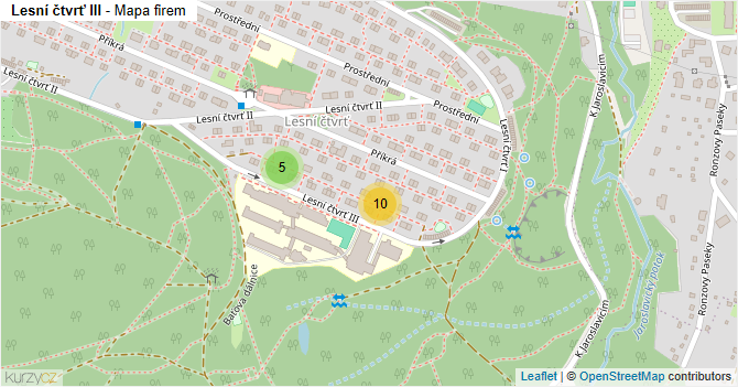 Lesní čtvrť III - mapa firem