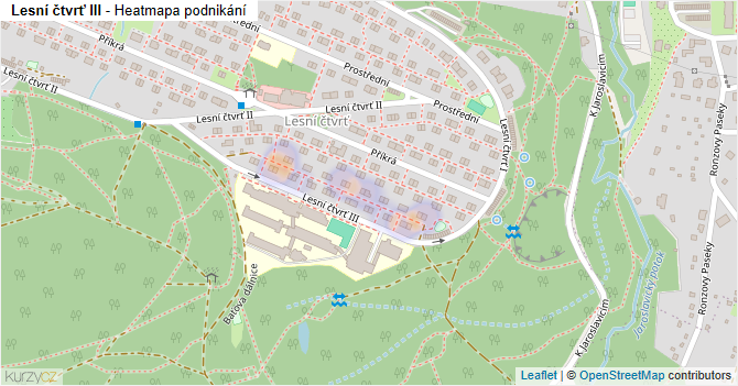 Lesní čtvrť III - mapa podnikání