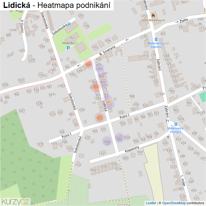 Mapa Lidická - Firmy v ulici.